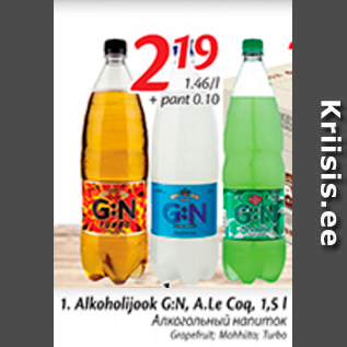 Allahindlus - Alkohoolijook G:N, A.Le Coq, 1,5 l