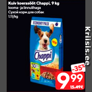 Allahindlus - Kuiv koerasööt Chappi, 9 kg