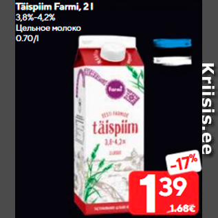 Allahindlus - Täispiim Farmi, 2 l