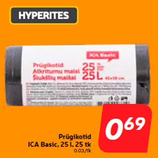 Allahindlus - Prügikotid ICA Basic, 25 l, 25 tk