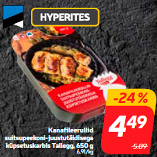 Allahindlus - Kanafileerullid suitsupeekoni-juustutäidisega küpsetuskarbis Tallegg, 650 g