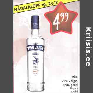 Allahindlus - Viin Viru Valge, 40%, 50 cl