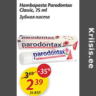 Allahindlus - Hambapasta Parodontax Classic, 75 ml