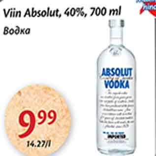 Allahindlus - Viin Absolut, 40%, 700 ml