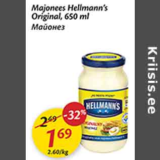 Allahindlus - Majonees Hellmann´s Originaal, 650 ml