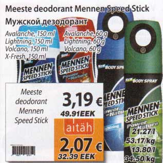 Allahindlus - Meeste deodorant Mennen Speed Stick