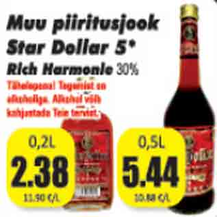 Allahindlus - Muu piiritusjook Star Dollar 5* Rich Harmonle 30%,0,2l; 0,5L - 5,44€