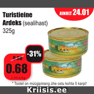 Allahindlus - Turistieine Ardeks (sealihast) 325g