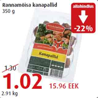 Allahindlus - Rannamõisa kanapallid 350 g