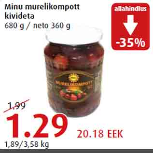 Allahindlus - Minu murelikompott kivideta 680 g / neto 360 g