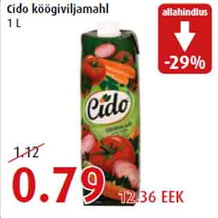 Allahindlus - Cido köögiviljamahl 1 L