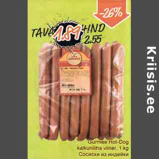 Allahindlus - Gurmee Hot-Dog kalkuniliha viiner, 1 kg