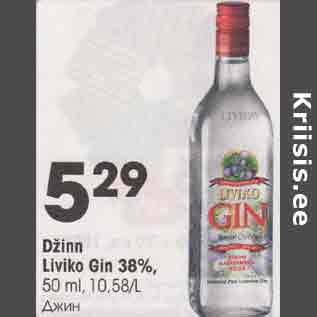 Allahindlus - Džinn Liviko Gin 38%, 50 ml