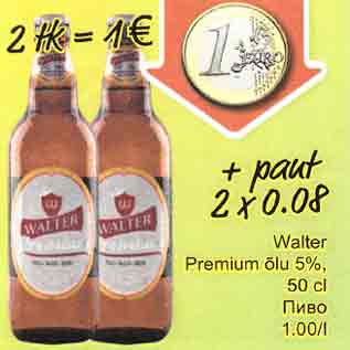 Allahindlus - Walter Premium õlu 5%,50 cl