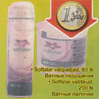 Allahindlus - .Sofstar vatipadjad, 80 tk .Sofstar vatitikud, 200 tk