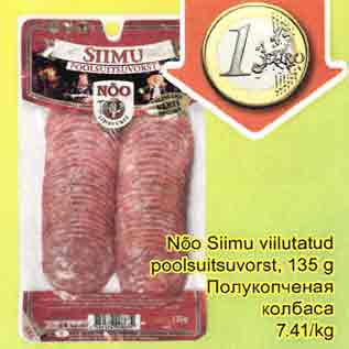 Allahindlus - Nõo Siimu viilutatud poolsuitsuvorst, 135 g