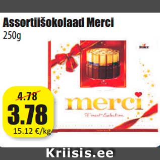 Allahindlus - Assortiišokolaad Merci 250g