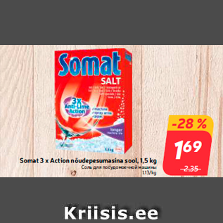 Allahindlus - Somat 3 x Action nõudepesumasina sool, 1,5 kg