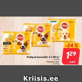 Allahindlus - Pedigree koerasööt, 4 x 100 g*