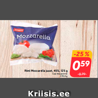 Allahindlus - Rimi Mozzarella juust, 45%, 125 g