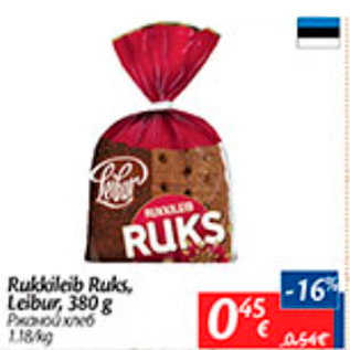 Allahindlus - Rukkileib Ruks, Leibur, 380 g