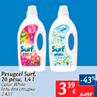 Allahindlus - Pesugeel Surf, 20 pesu, 1,4 l