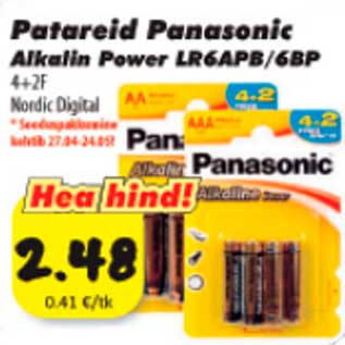 Allahindlus - Patareid Panasonic Alkalin Power LR6APB/6BR 4+2F