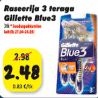 Allahindlus - Raseerija 3 teraga Gillette Blue3 3tk