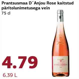 Allahindlus - Prantsusmaa D´Anjou Rose kaitstud päritolunimetusega vein 75 cl