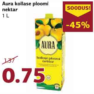 Allahindlus - Aura kollase ploomi nektar 1 L