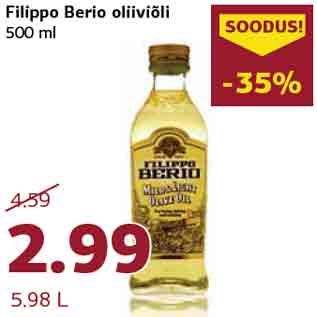 Allahindlus - Filippo Berio oliiviõli 500 ml