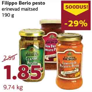 Allahindlus - Filippo Berio pesto erinevad maitsed 190 g