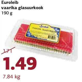 Allahindlus - Euroleib vaarika glasuurkook 190 g