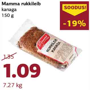 Allahindlus - Mamma rukkileib kanaga 150 g