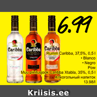 Allahindlus - Rumm Caribba, 37,5%, 0,5 l .Bianco .Negro; Muu piiritusjook Caribba Xtabla, 35%, 0,5 l