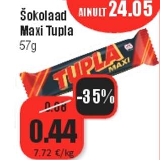 Allahindlus - Šokolaad Maxi Tupla 57 g