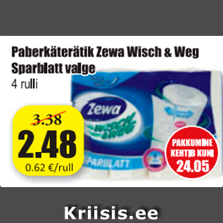 Allahindlus - Paberkäterätik Zewa Wisch & Weg Sparblatt valge