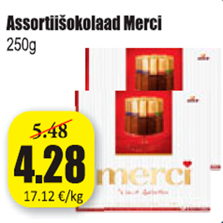 Allahindlus - Assortišokolaad Merci 250 g