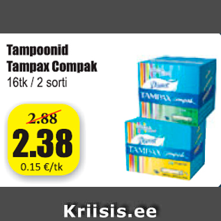 Allahindlus - Tampoonid Tampax Compak