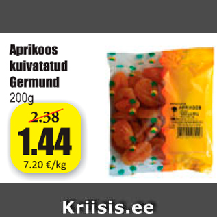 Allahindlus - Aprikoos kuivatatud Germund 200 g