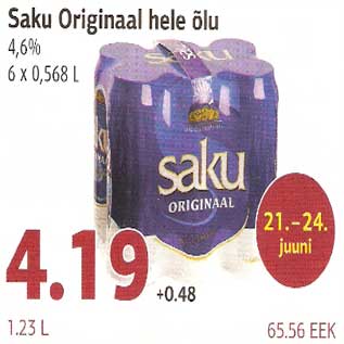 Allahindlus - Saku Originaal hele õlu