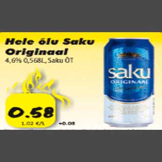 Allahindlus - Hele õlu Saku Originaal