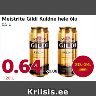 Allahindlus - Meistrite Gildi Kuldne hele õlu 0,5 L