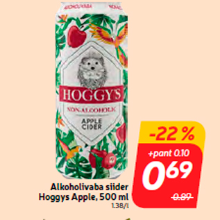 Allahindlus - Alkoholivaba siider Hoggys Apple, 500 ml