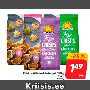 Allahindlus - Rukki näkileivad Ruissipsi, 150 g