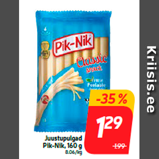 Allahindlus - Juustupulgad Pik-Nik, 160 g