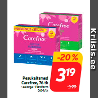 Allahindlus - Pesukaitsmed Carefree, 76 tk