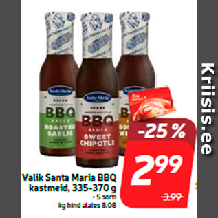 Allahindlus - Valik Santa Maria BBQ kastmeid, 335-370 g