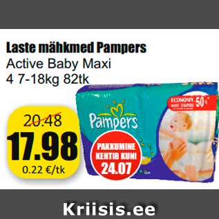 Allahindlus - Laste mähkmed Pampers