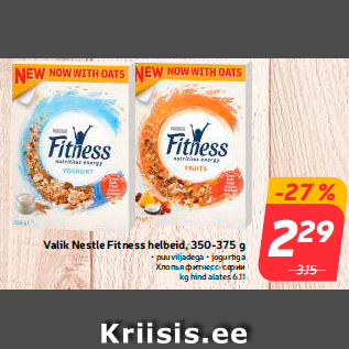 Allahindlus - Valik Nestle Fitness helbeid, 350-375 g